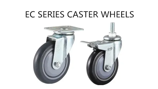 PU Flat Caster Bolt Hole Side Brake Trolley Wheel