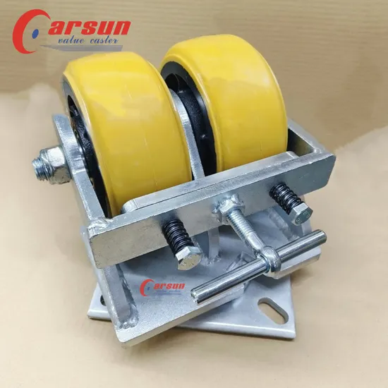 Polyurethane Cast Iron Core Wheel Twin Swivel Rigid Heavy Duty Casters