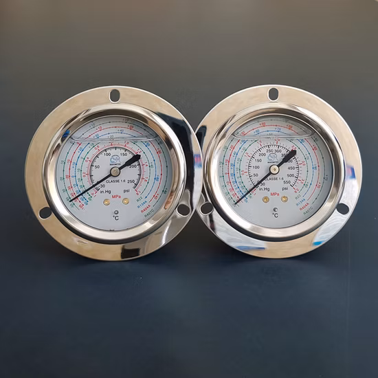 Low Temperature Resistance 63mm 2.5inch 75mm 3 Inch Refrigerant Refrigeration Pressure Gauges