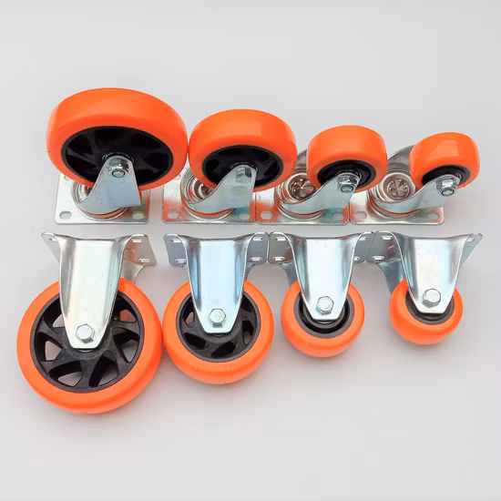 2inch 2.5inch 3inch 4inch 5inch 130kg Orange PVC/PU Industrial Rotary Trolley Caster Swivel Caster Wheel