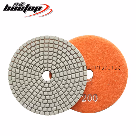 4 Inch 100mm Granite Marble Quartz Stone Flexible Diamond Wet/Dry Abrasive Polishing Pad