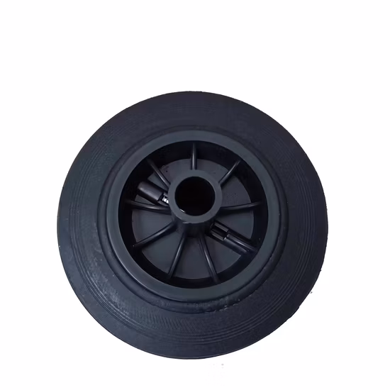 8 6 Inch Flat Free PU Foam Wheel and Solid Powder Rubber Caster Wheel for Garbage Can Dust Waste Trash Container Bin