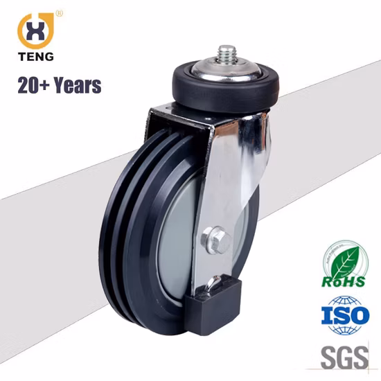 Industry 5 Inch Swivel Ball Bearing TPE Thread Stem Trolley Wheel Castor Wheel Caster for Shopping Trolley Cart